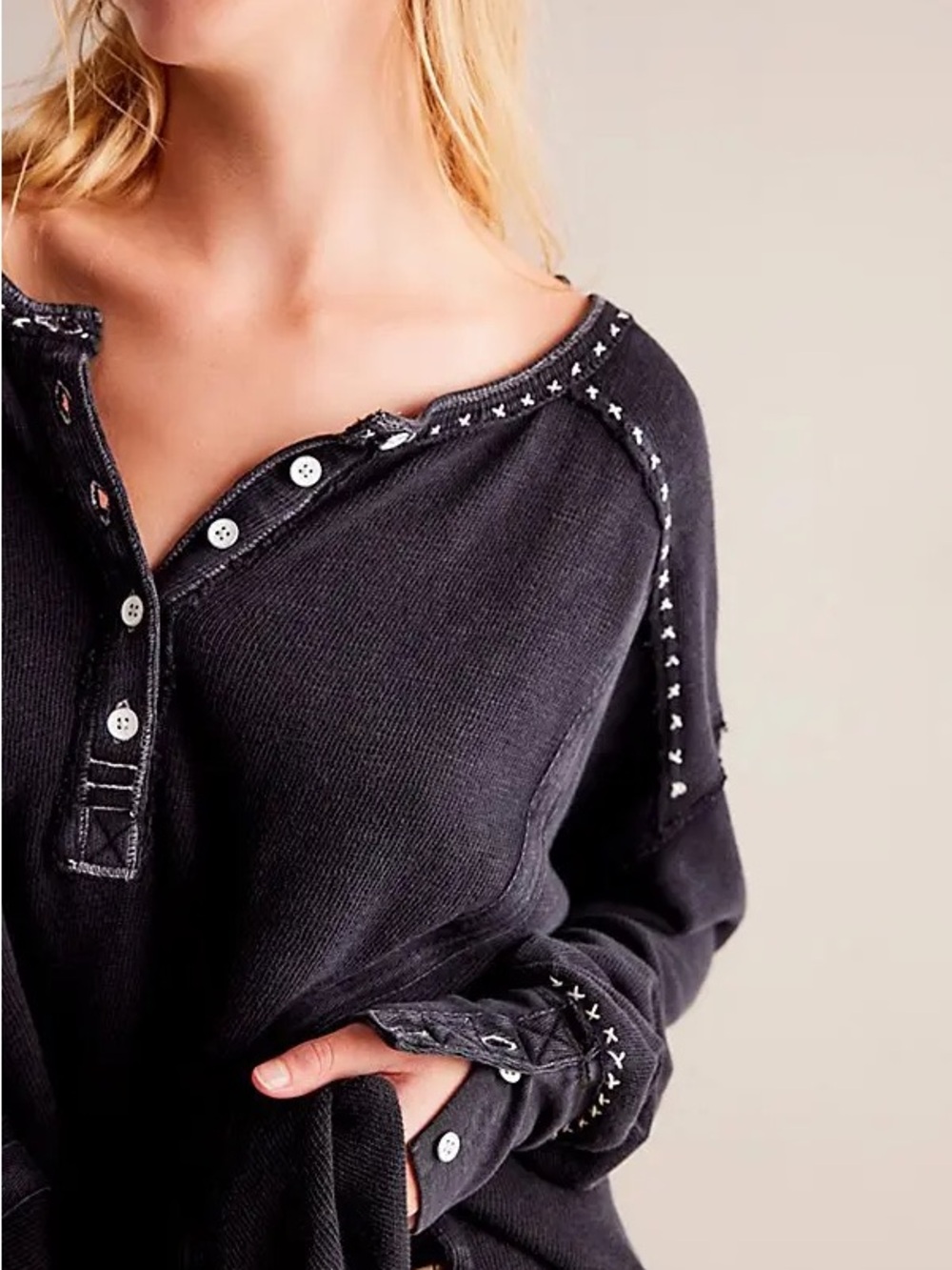 Free People We the Free Taylor Henley in washed black